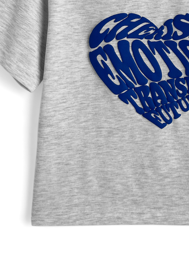 発泡ハートロゴショート丈Tシャツ