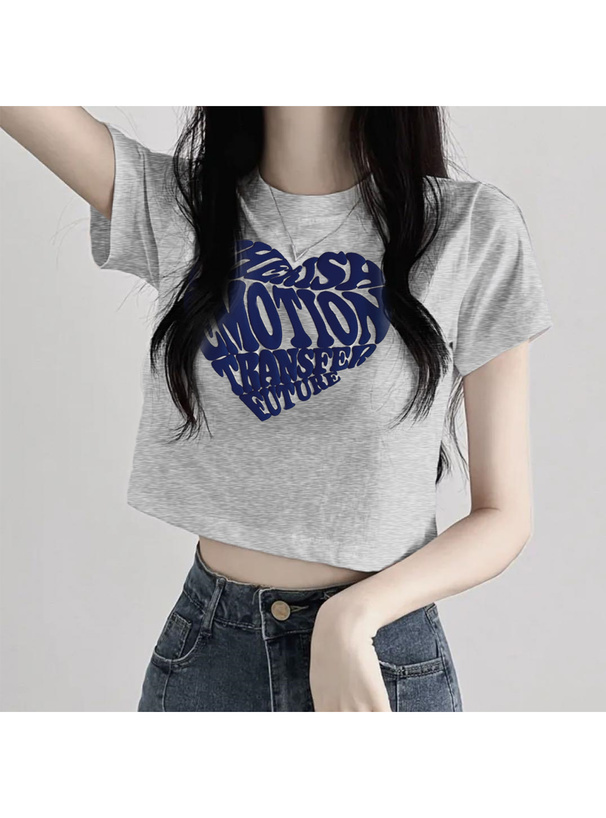 発泡ハートロゴショート丈Tシャツ