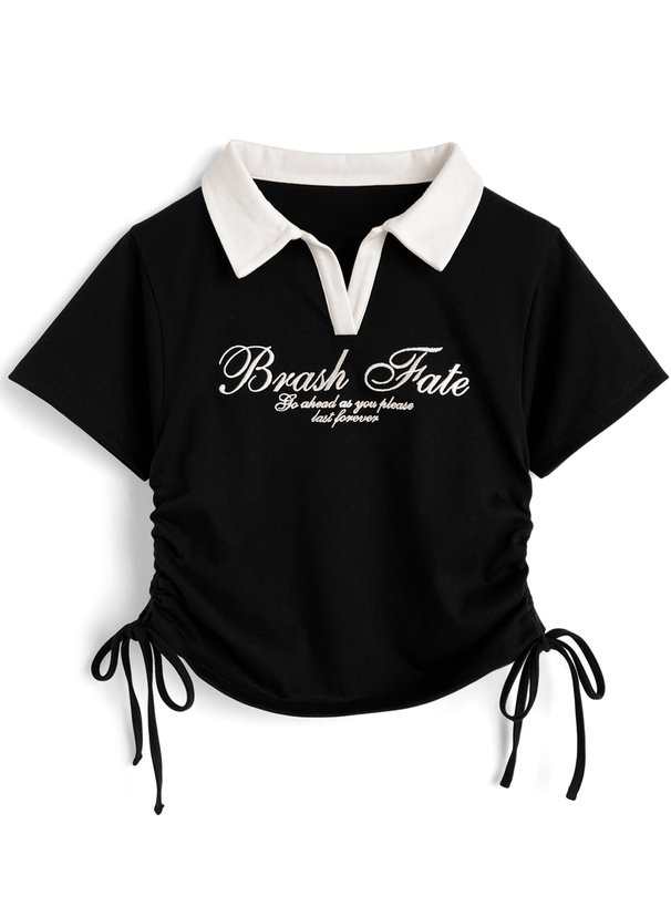 黒のポロシャツ 肩ロゴ入り ポロシャツ ピケ シグネチャーロゴ刺繍カラー | Emporio Armani