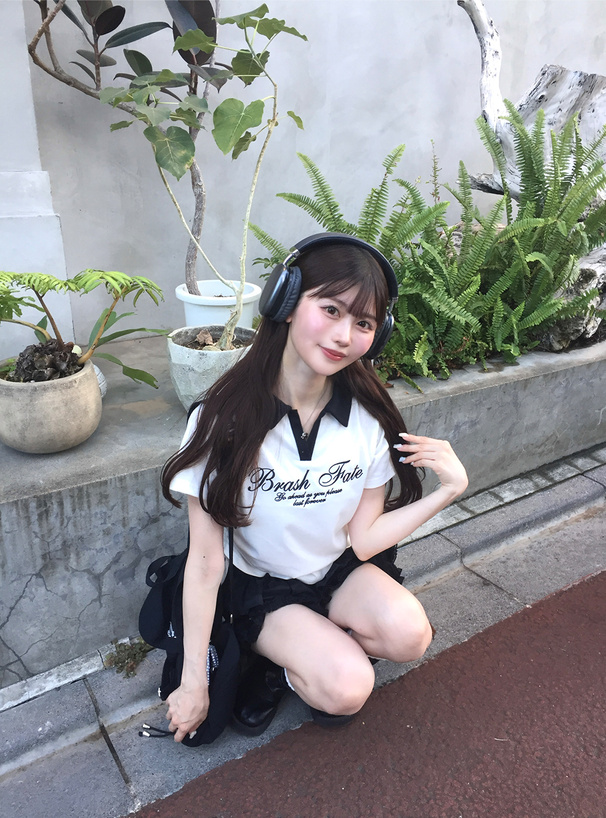 配色襟ロゴ刺繍サイドドロストポロトップス[mf039] | レディース