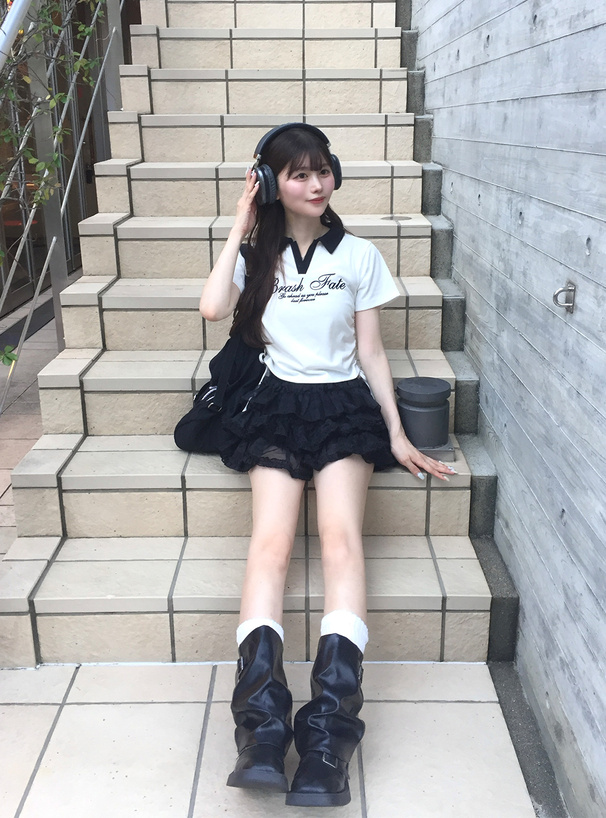 配色襟ロゴ刺繍サイドドロストポロトップス[mf039] | レディース