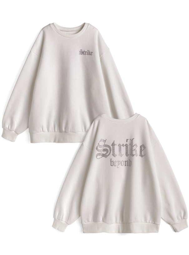 ラインストーンロゴスウェットトップス[mf044] | レディース