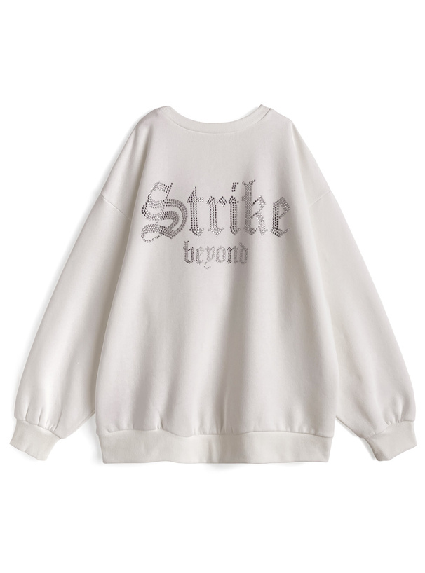 ラインストーンロゴスウェットトップス[mf044] | レディース