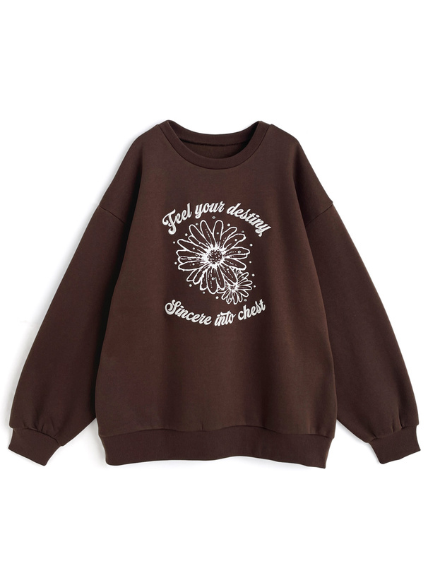 ラインストーンフラワーロゴスウェット[mf047] | レディース