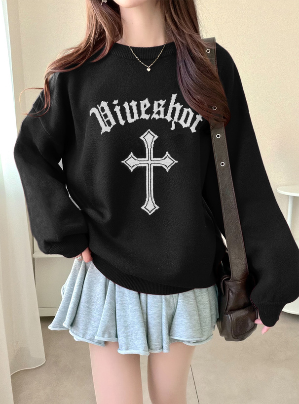 クロスロゴニットトップス