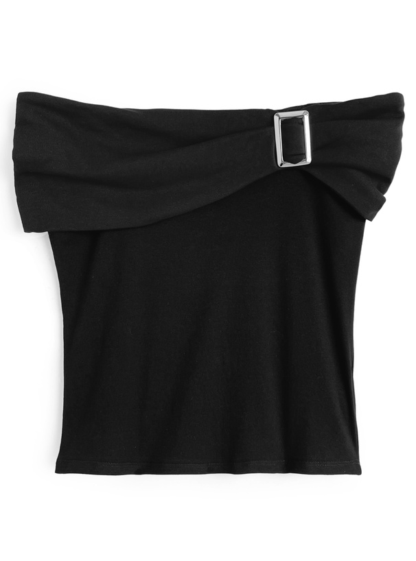 バックルオフショルダートップス