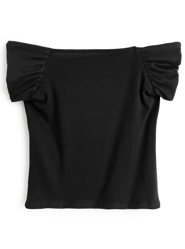 バックルオフショルダートップス