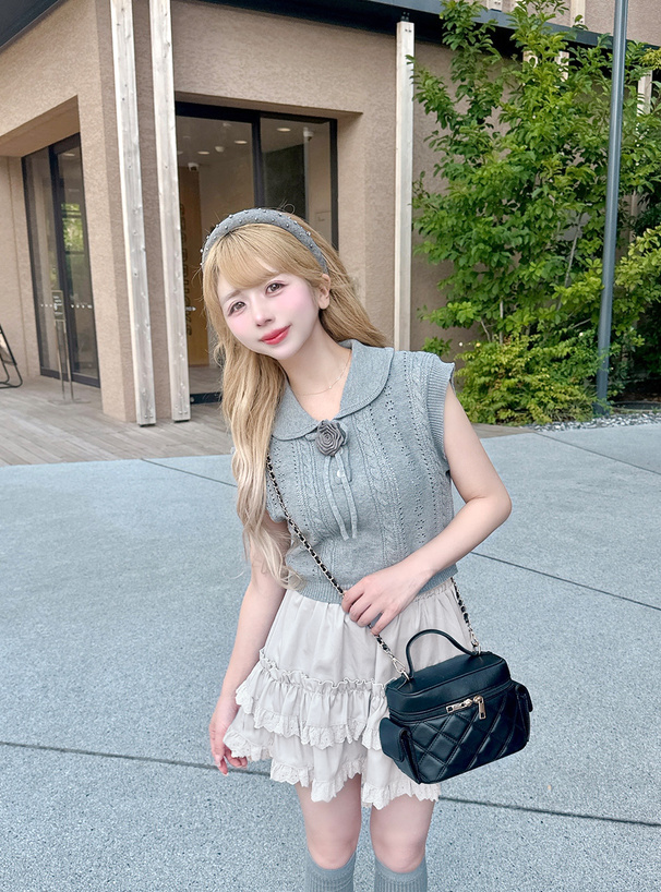 レースフリルティアードミニスカート