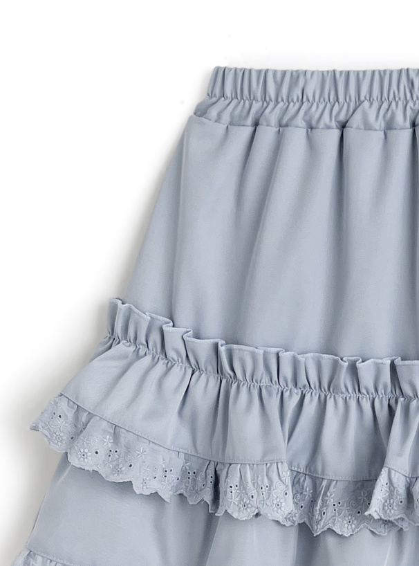 レースフリルティアードミニスカート