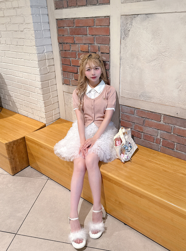 シャツレイヤード風ハートプレートニットトップス