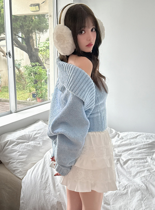 ILLIT アイリット BEB ボレロ×ベアトップニットアンサンブル