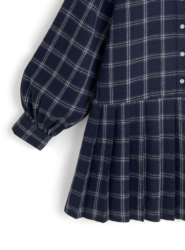 チェック柄プリーツシャツワンピース