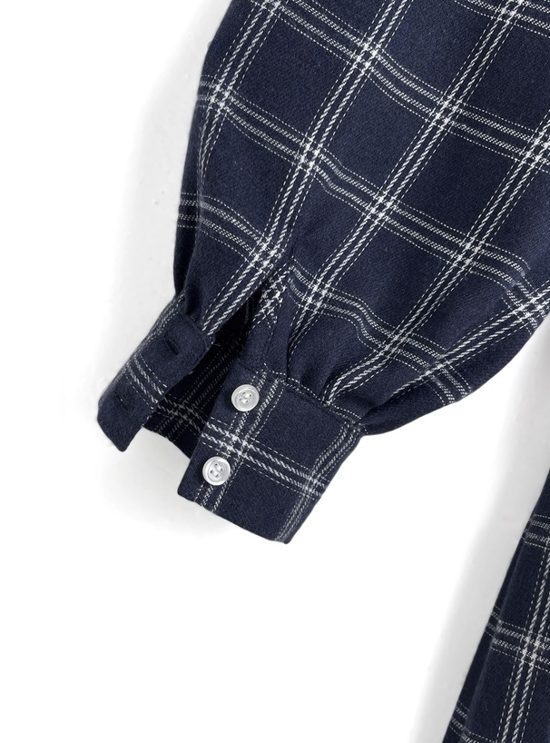 チェック柄プリーツシャツワンピース