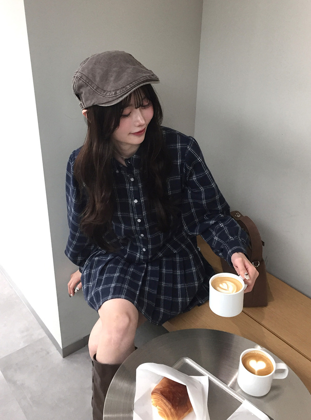 チェック柄プリーツシャツワンピース[mh115] | レディースファッション