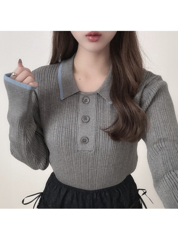 配色ポロニットトップス[mh69] | レディースファッション通販の