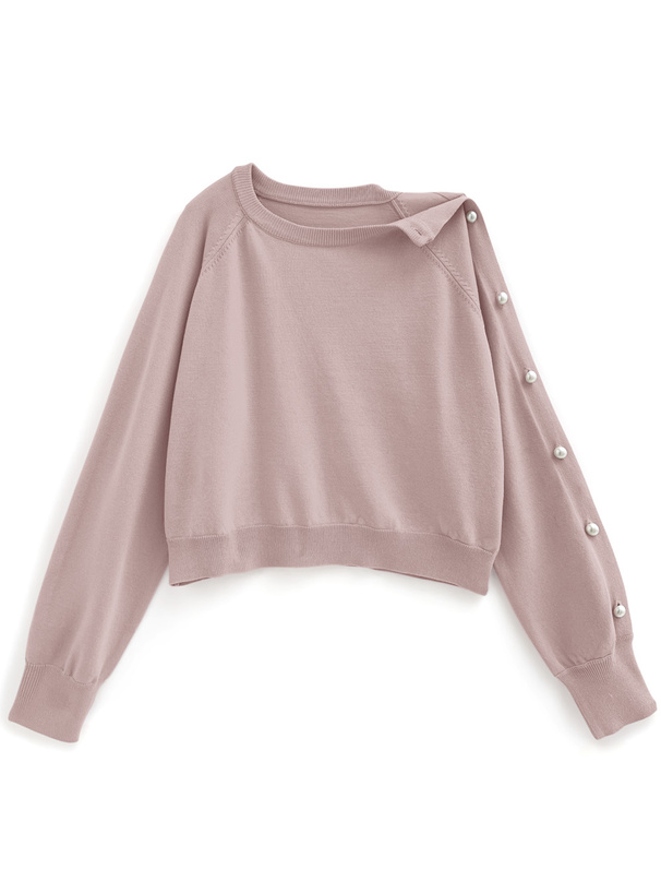 2Wayパールボタンショート丈ニットトップス