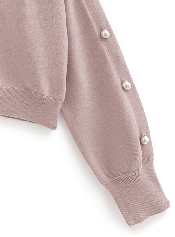 2Wayパールボタンショート丈ニットトップス