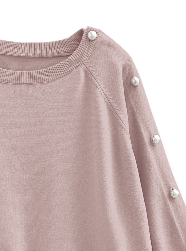 2Wayパールボタンショート丈ニットトップス