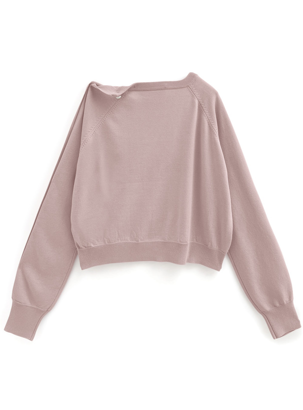 2Wayパールボタンショート丈ニットトップス