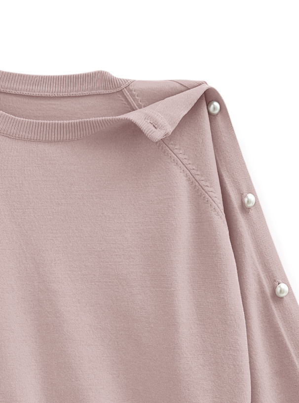 2Wayパールボタンショート丈ニットトップス