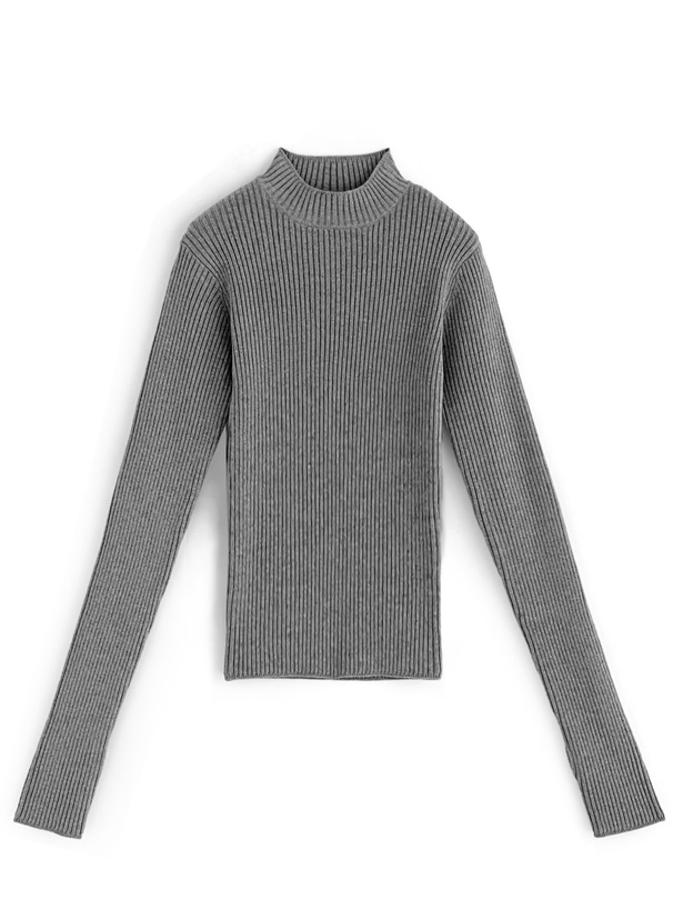 サムホール付きショート丈ニットトップス