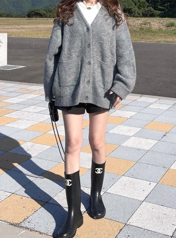 Vネックオーバーニットカーディガン