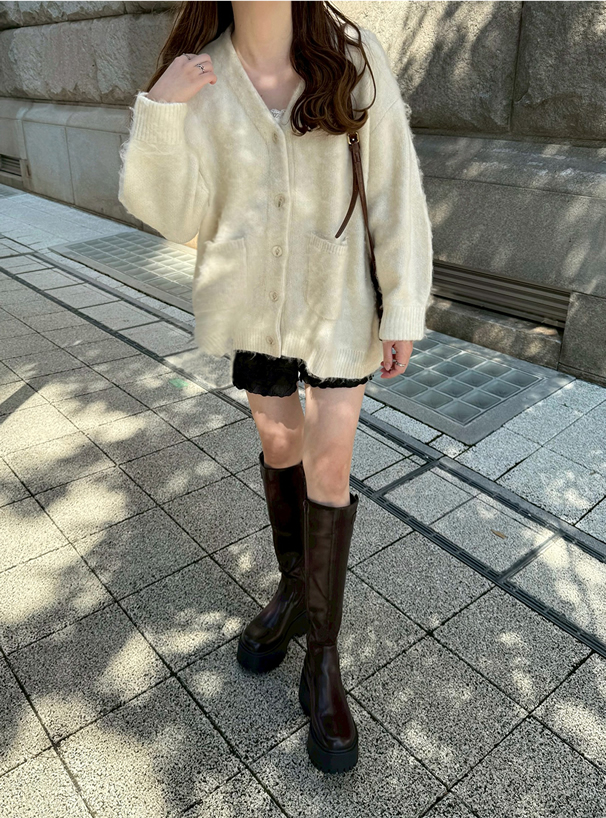 Vネックオーバーニットカーディガン