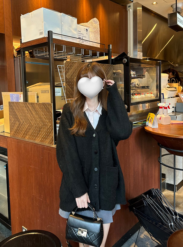 Vネックオーバーニットカーディガン