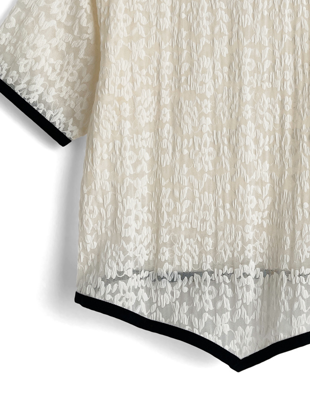 チョーカー付きレース配色トップス