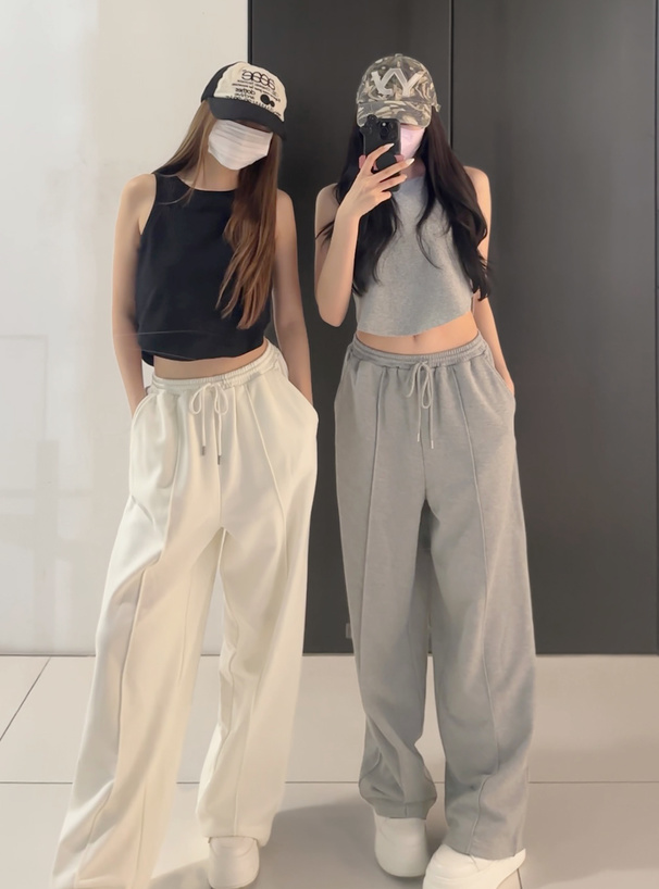 ピンタックワイドスウェットパンツ