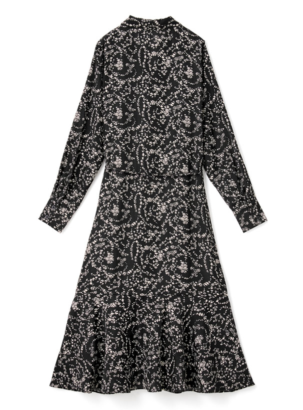 ベルト付き花柄シャツワンピース