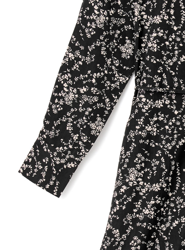 ベルト付き花柄シャツワンピース