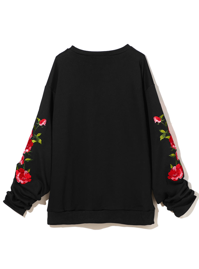 ロングスリーブ刺繍スウェットトップス