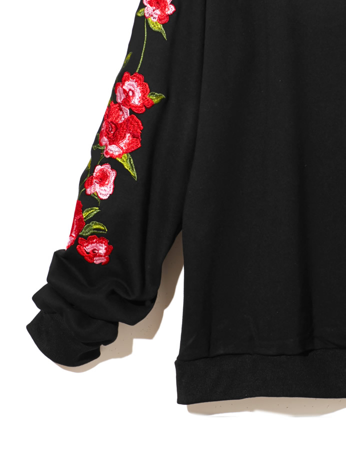 ロングスリーブ刺繍スウェットトップス