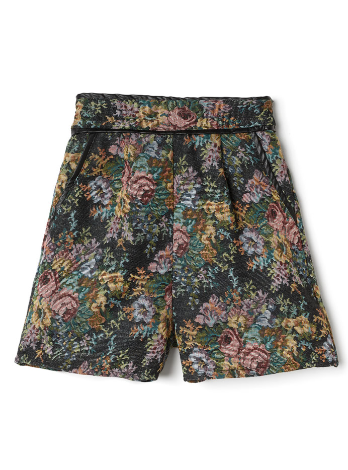 ゴブラン織花柄ショートパンツ