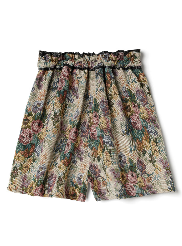 ゴブラン織花柄ショートパンツ