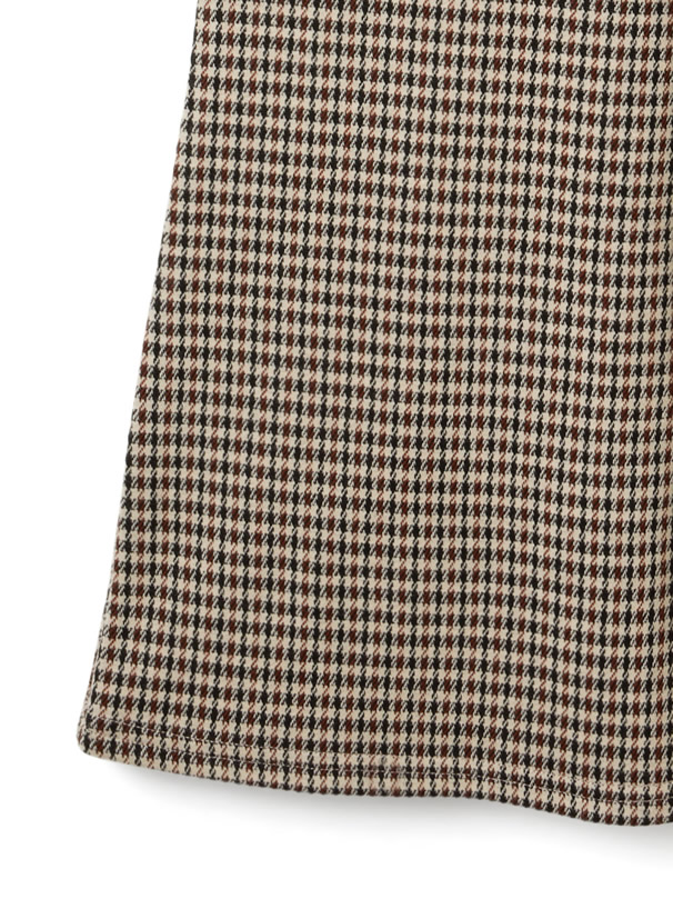 千鳥格子柄VネックベストXフレアパンツセットアップ