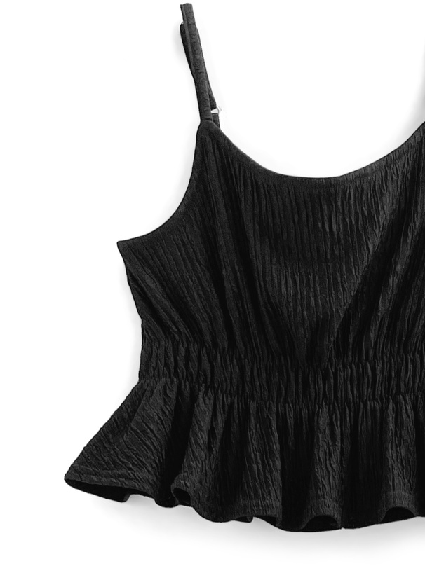 ペプラムキャミトップス×ワイドパンツセットアップ