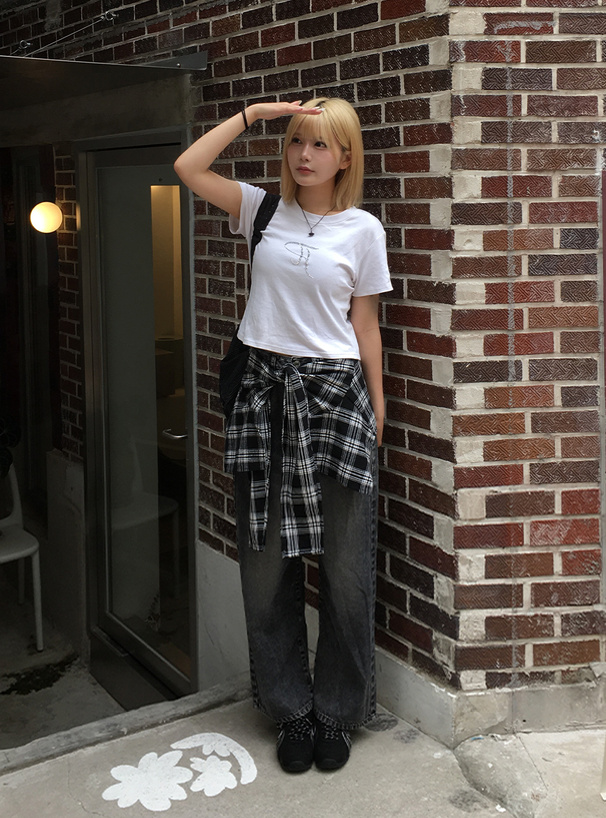 2Wayチェック柄シャツ巻き風デニムパンツ[nh202] | レディース