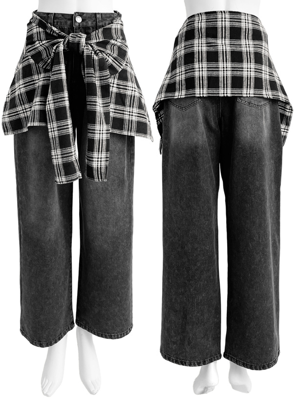 gomme デニム チェック柄 パンツ　新品未使用 楽天市場】2色 デニムパンツ ジーンズ ジーパン チェック柄 格子柄