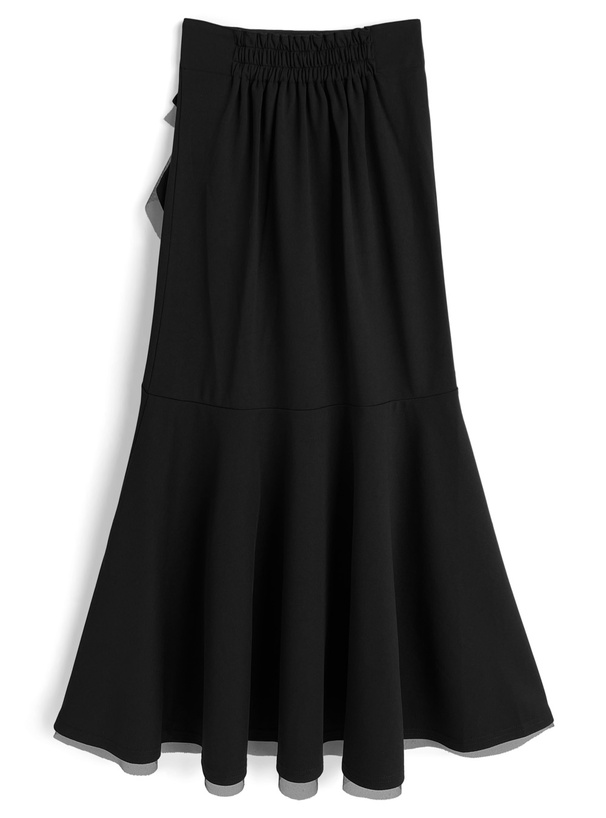 ラッフルチュールアシンメトリーロングスカート