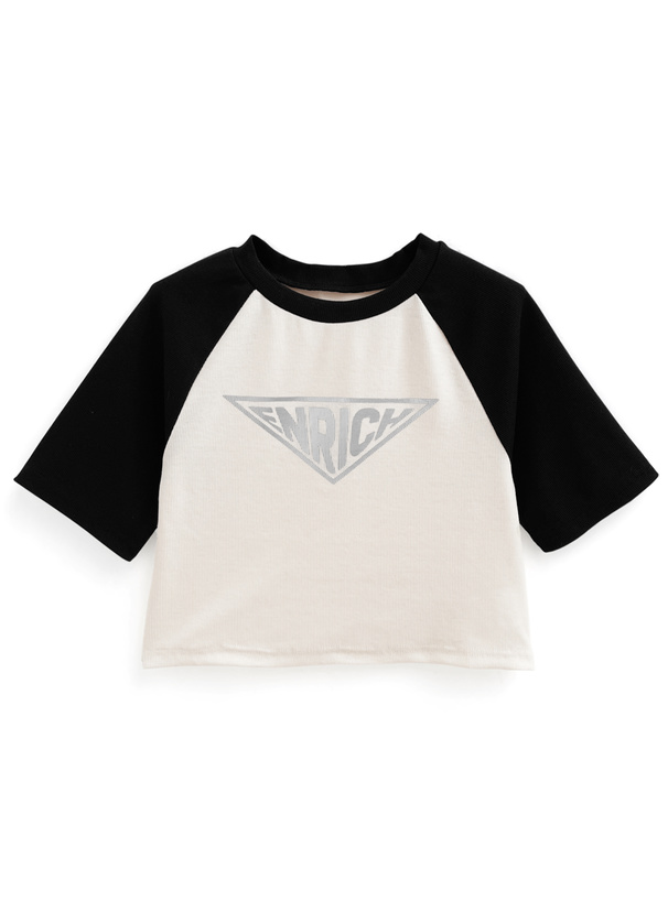 メタリックロゴバイカラーテレコリブTシャツ