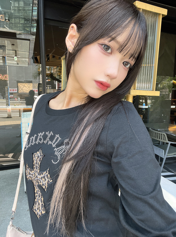 ロゴレオパード柄クロスTシャツ