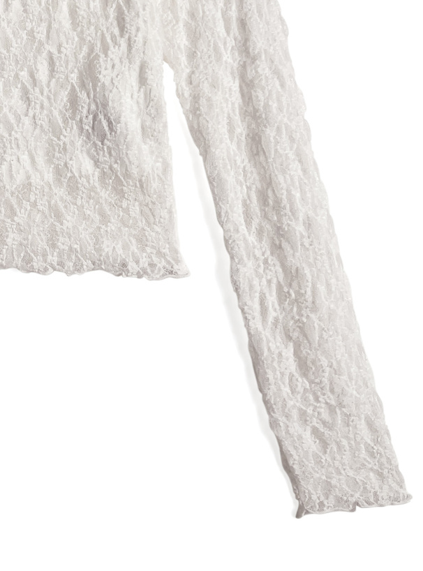 ホルターネックレースオフショルダートップス