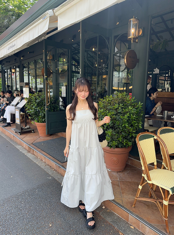 ダブルストラップリボンキャミワンピース