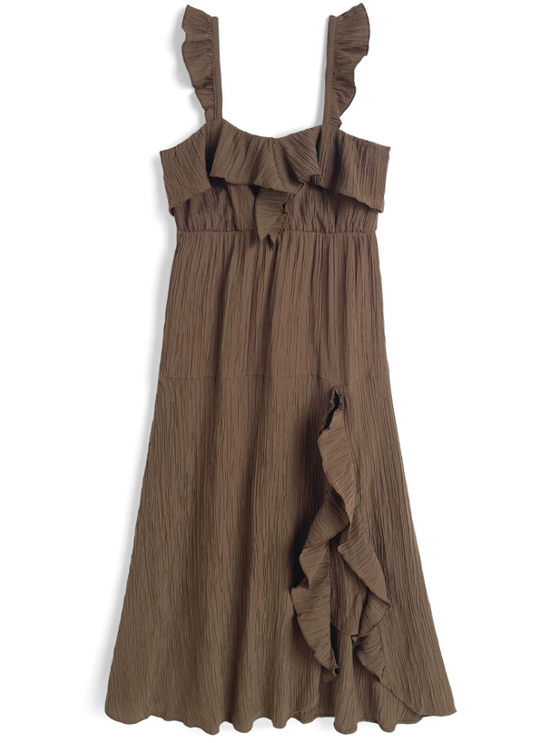 フリルショルダーフレアワンピース