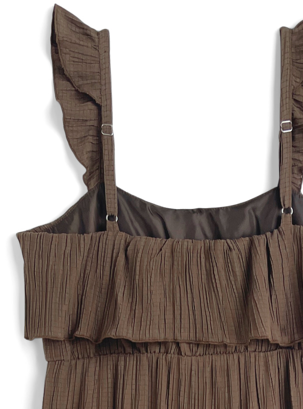 フリルショルダーフレアワンピース