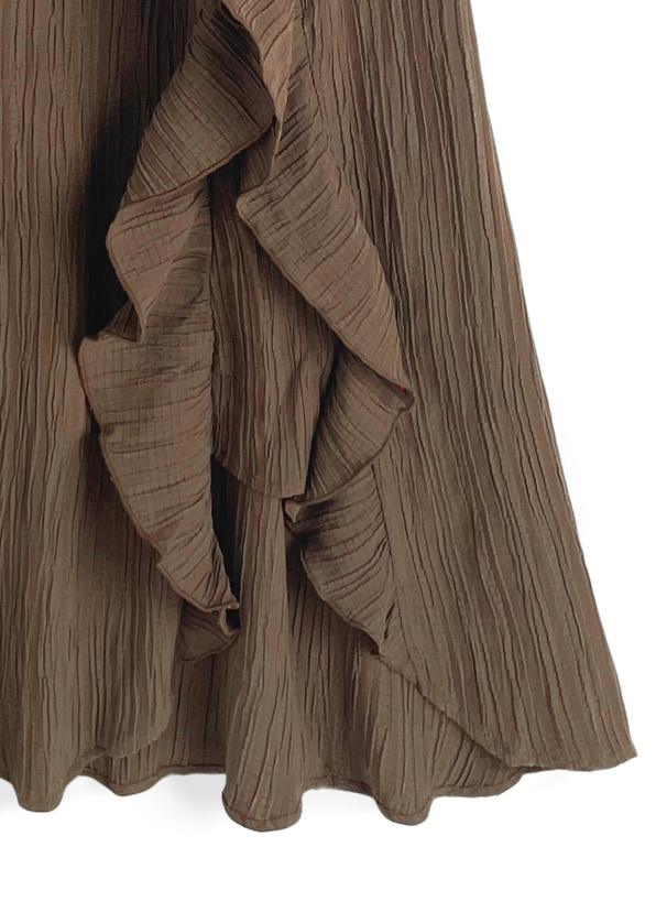 フリルショルダーフレアワンピース