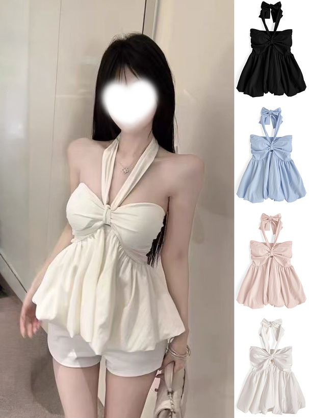 3Wayカップ付きリボンペプラムバルーンベアトップ