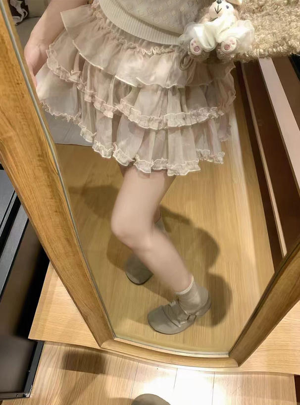 ティアードフリルシアーミニスカートパンツ